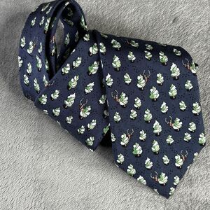 Vineyard Vines Tie Mens Blue Silk Christmas Trees Reindeer Holiday Necktie USA